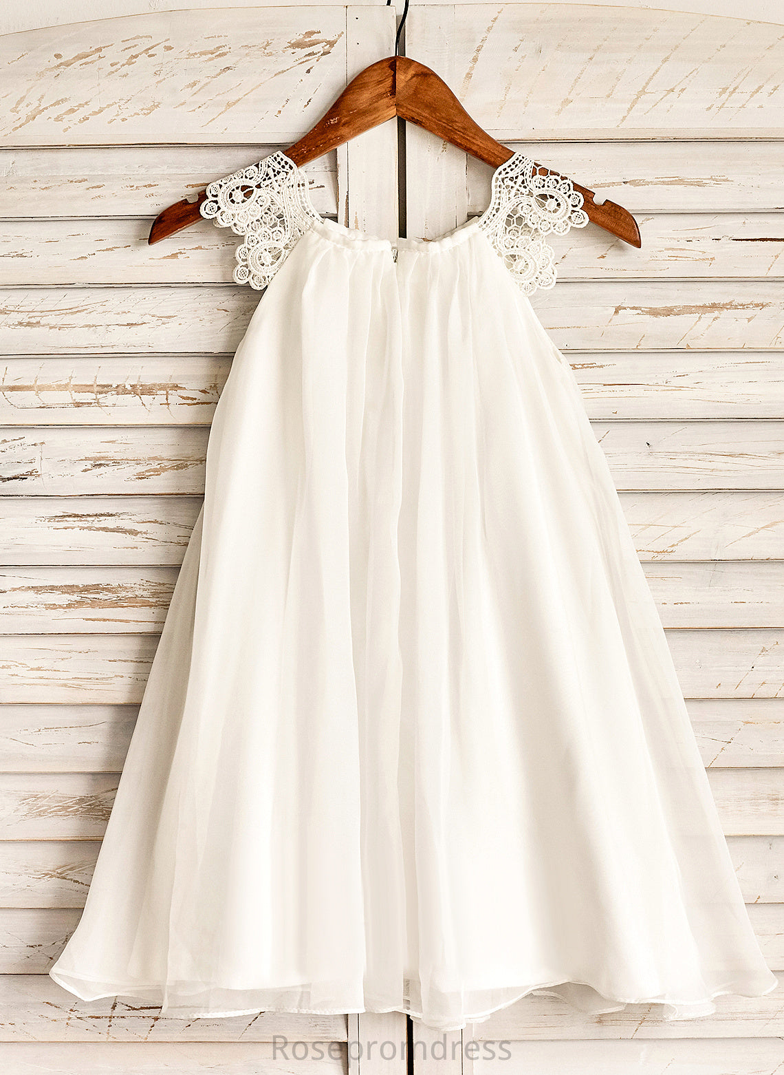 A-Line/Princess - Girl Sleeveless Dress Neck Scoop Flower Girl Dresses Nora With Tea-length Lace Chiffon Flower