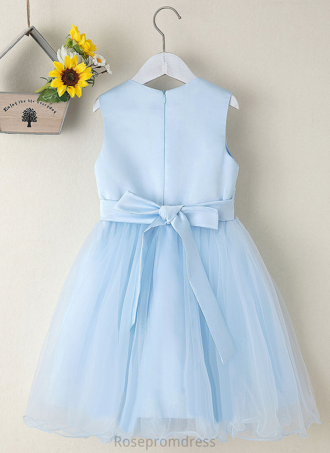 With Sleeveless Girl Flower(s) Dress Flower Girl Dresses Knee-length Scoop - Flower Fatima Tulle/Lace A-Line Neck