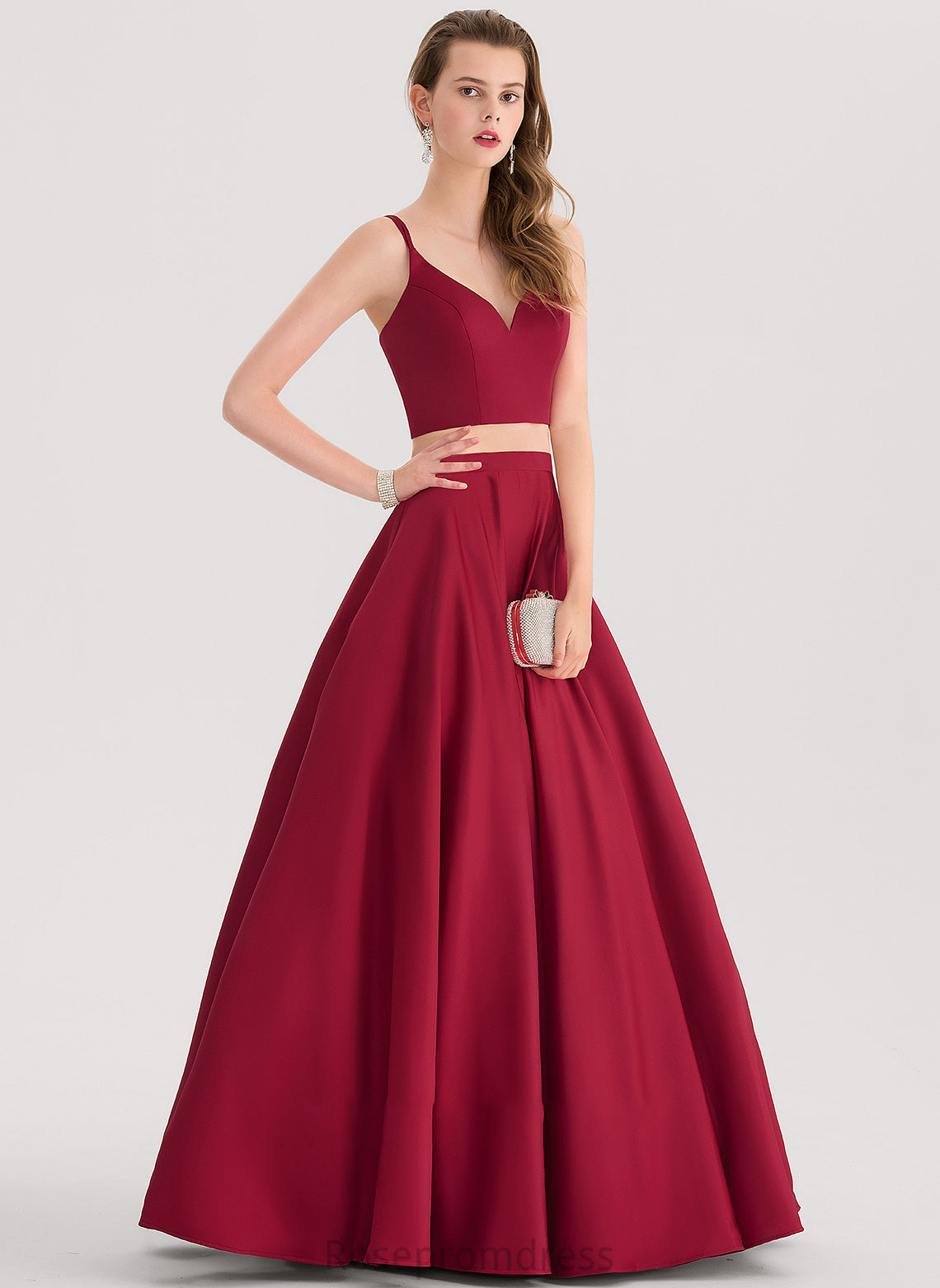 Ball-Gown/Princess Satin Prom Dresses Floor-Length Sweetheart Anya