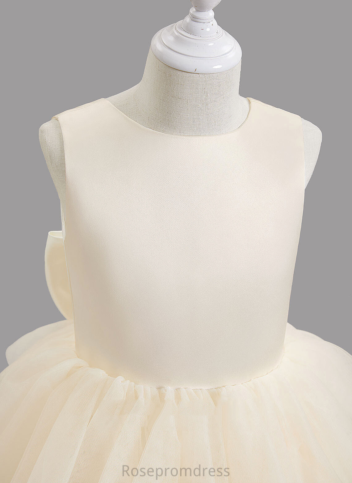 Neck Ruffles/Bow(s) Sleeveless Satin/Tulle Scoop Flower Girl Dresses Floor-length Flower - Girl Glenda With Ball-Gown/Princess Dress