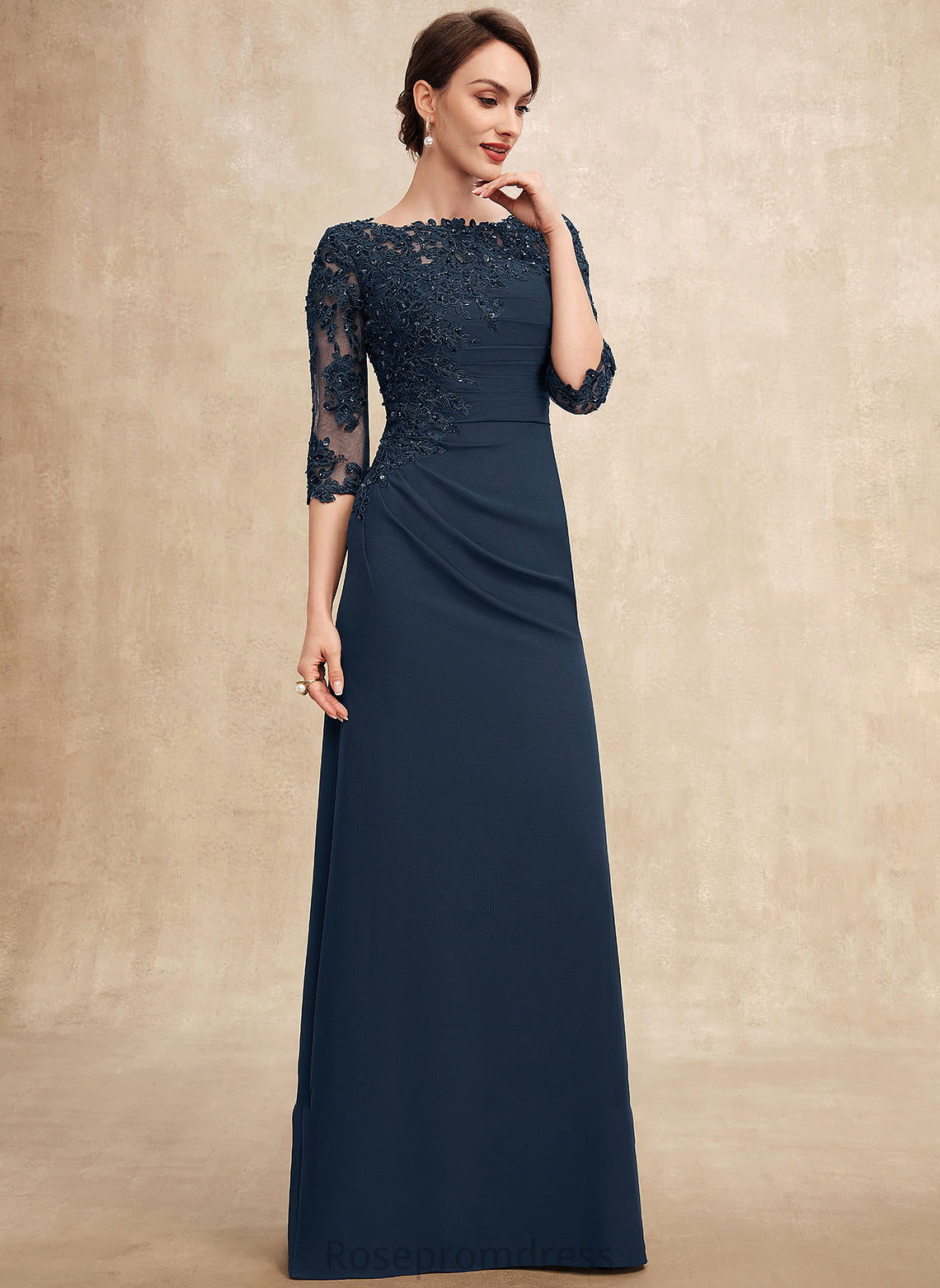 of Beading Dress Haley Floor-Length Scoop With Bride Neck Mother of the Bride Dresses Mother A-Line Chiffon Lace the Ruffle Sequins