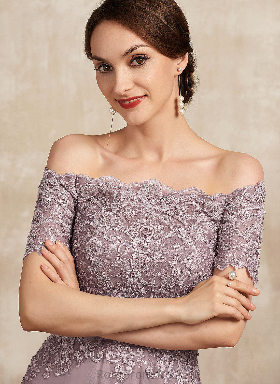 Bride the Beading Dress Chiffon of Lace With Off-the-Shoulder A-Line Mother of the Bride Dresses Piper Sequins Mother Floor-Length