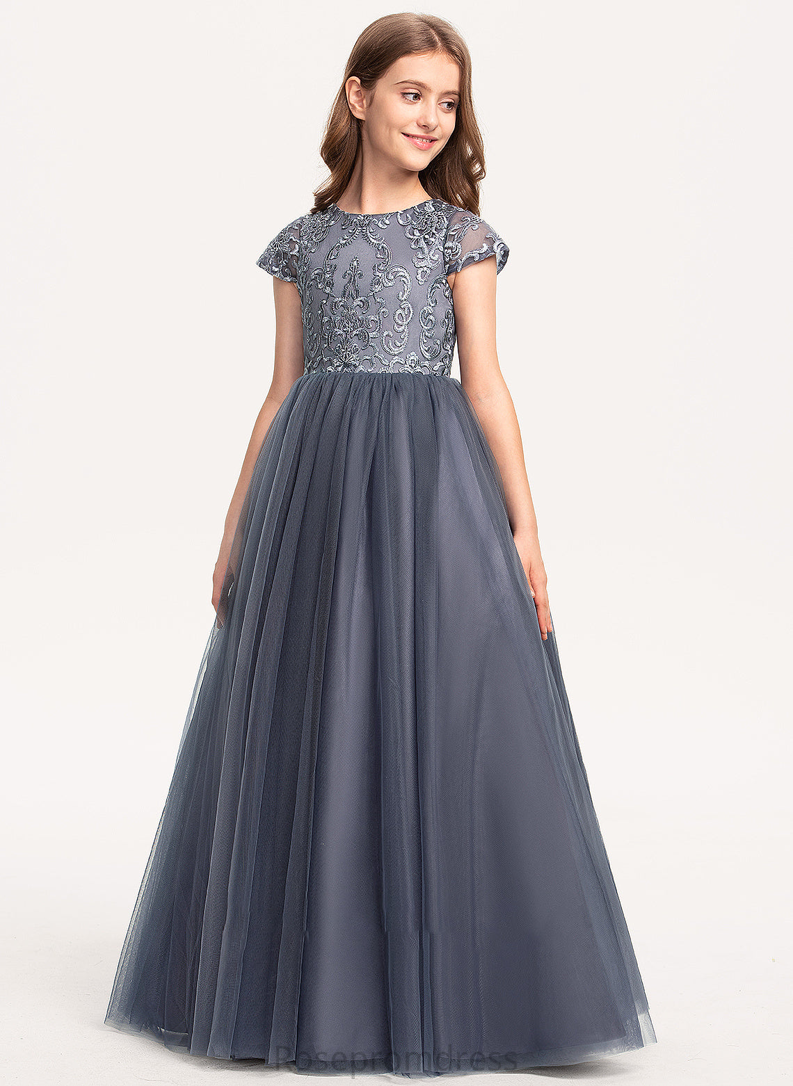 Tulle Junior Bridesmaid Dresses Scoop Lace Ball-Gown/Princess Neck Floor-Length Raegan