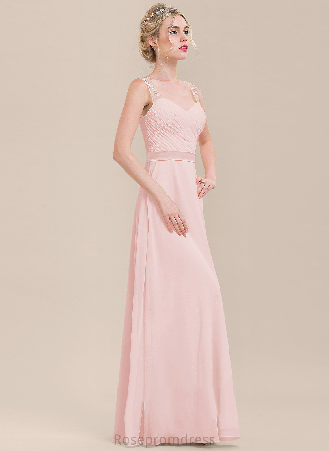 Fabric Sweetheart Neckline Embellishment Ruffle Floor-Length Length A-Line Silhouette Alicia A-Line/Princess V-Neck Bridesmaid Dresses