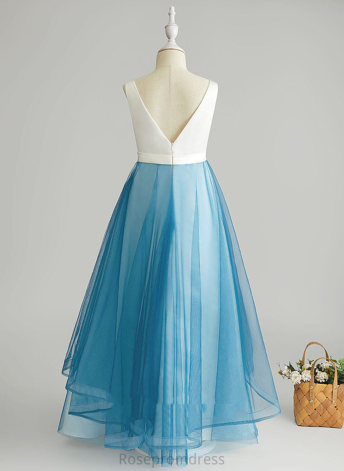 Dress - A-Line Girl V-neck Floor-length Sleeveless Tulle Flower Girl Dresses Dania Flower