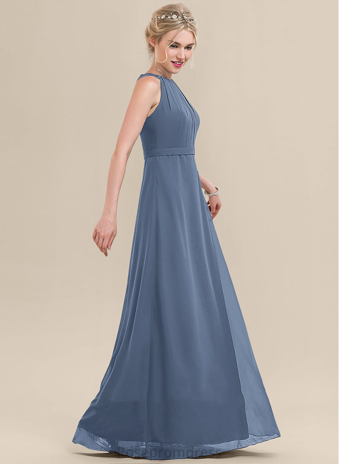 Floor-Length Neckline Length Straps&Sleeves Scoop A-line Fabric Silhouette Jane V-Neck A-Line/Princess Sleeveless Bridesmaid Dresses