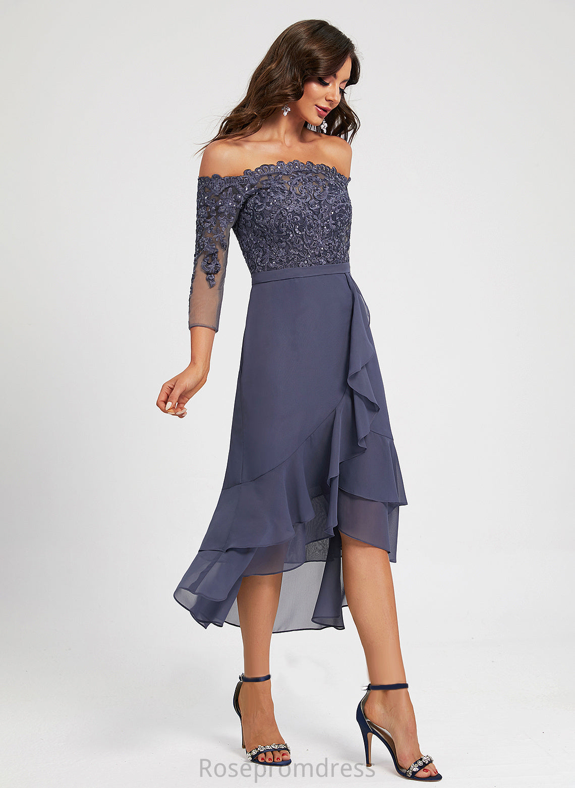 Cocktail With Chiffon Shaniya Off-the-Shoulder Sequins Trumpet/Mermaid Asymmetrical Cocktail Dresses Dress