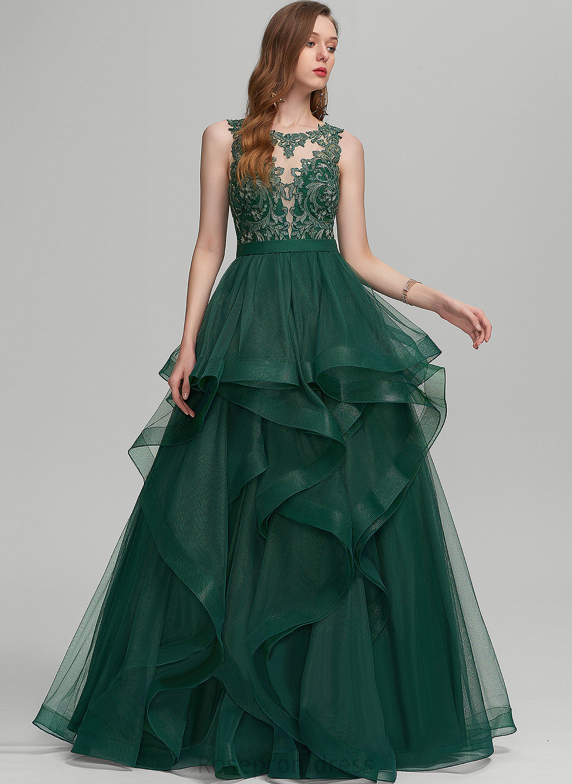 Prom Dresses Floor-Length Ruffle Scoop Tulle With Ciara Ball-Gown/Princess