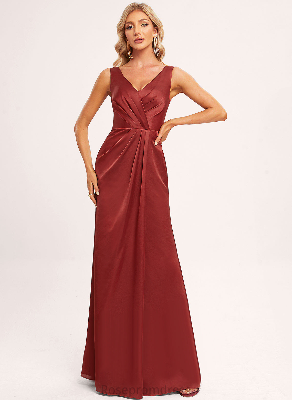 V-Neck Neckline Floor-Length Straps&Sleeves Length Sleeveless BackStyle A-line Silhouette Nathaly Bridesmaid Dresses