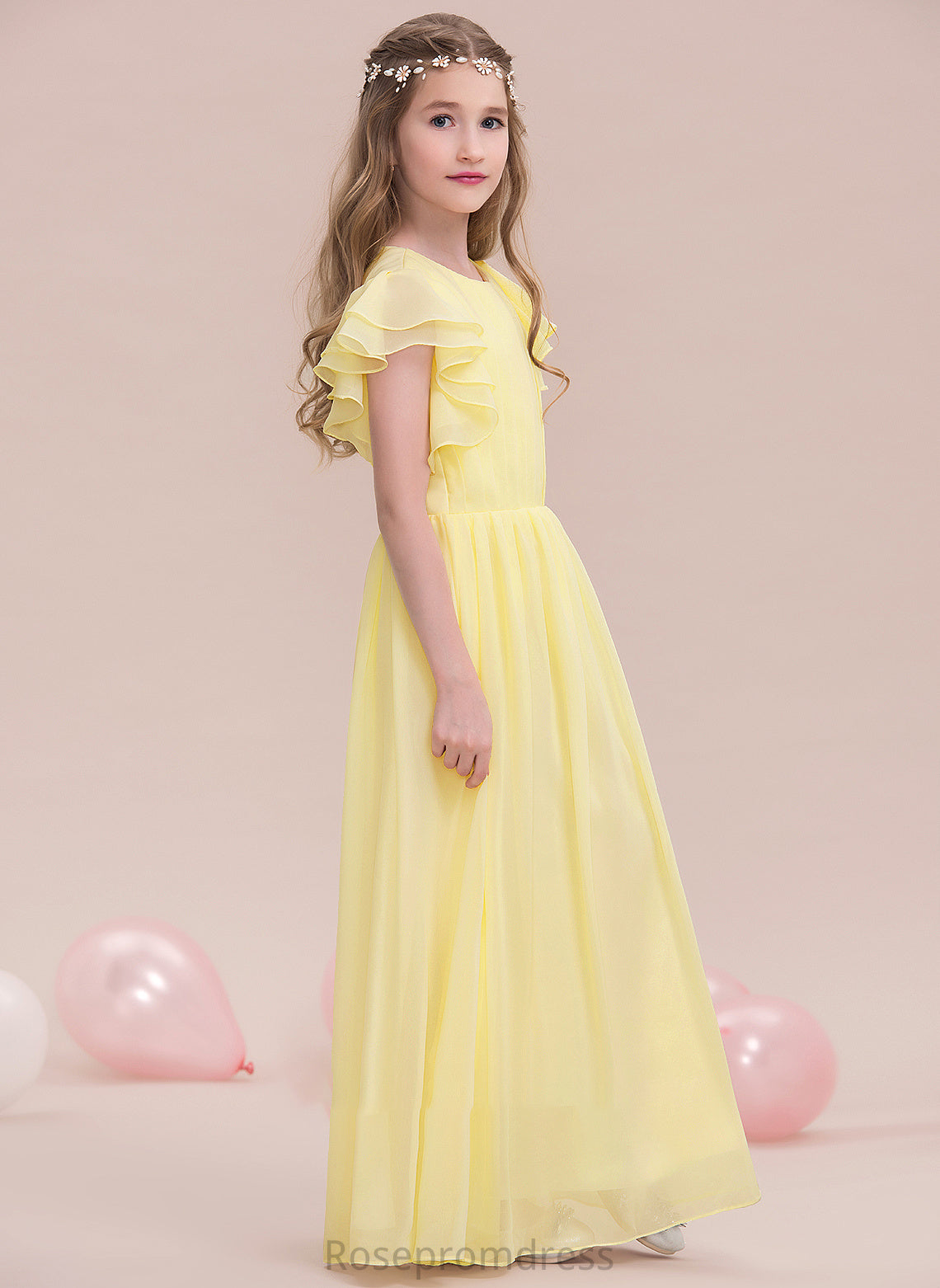 A-LineScoopNeckFloor-LengthChiffonJuniorBridesmaidDressWithRuffleCascadingRuffles#123850 Junior Bridesmaid Dresses Anabella