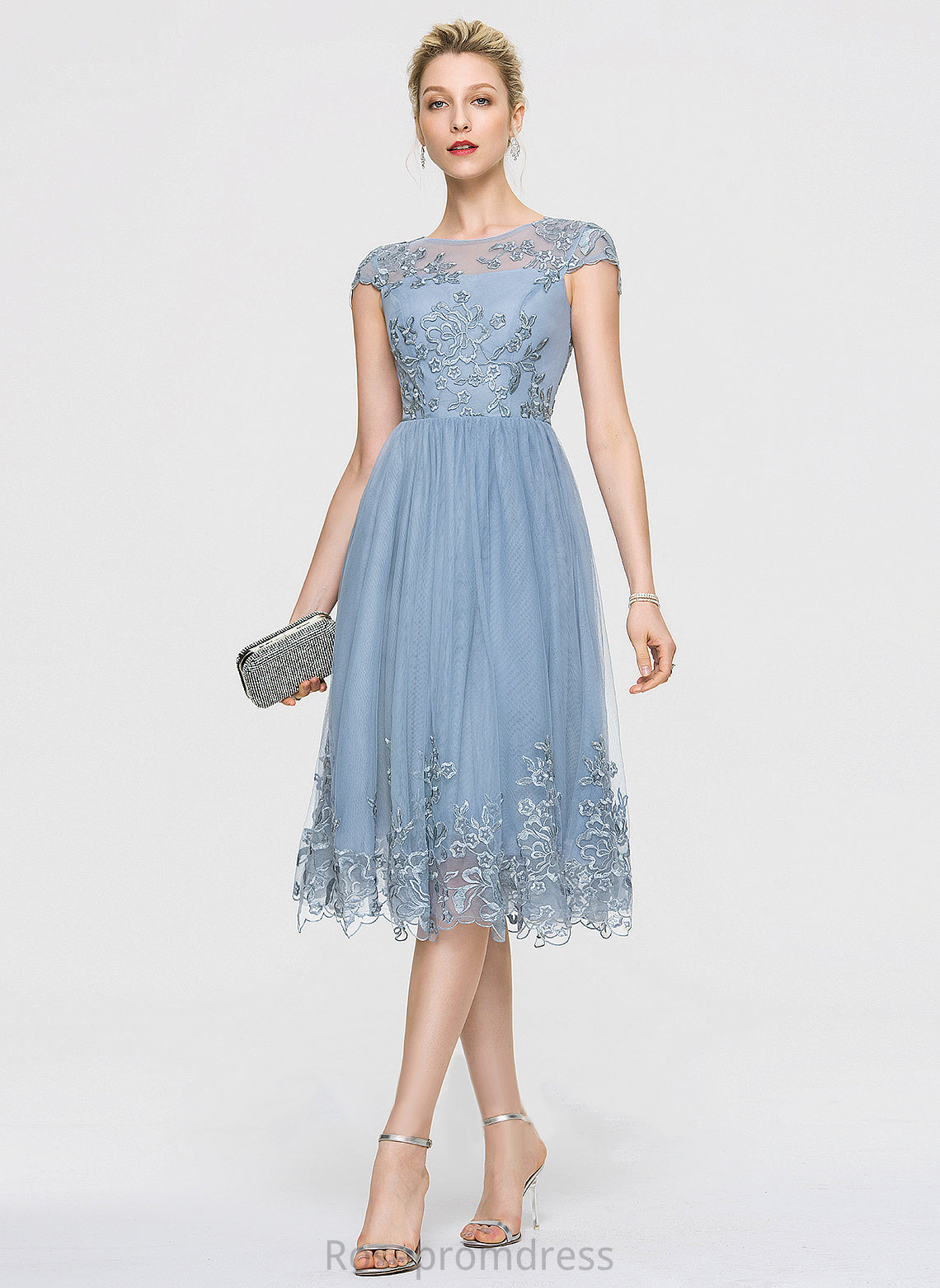 Lace Homecoming Dresses Scoop Tulle A-Line Sequins With Homecoming Pamela Knee-Length Neck Dress