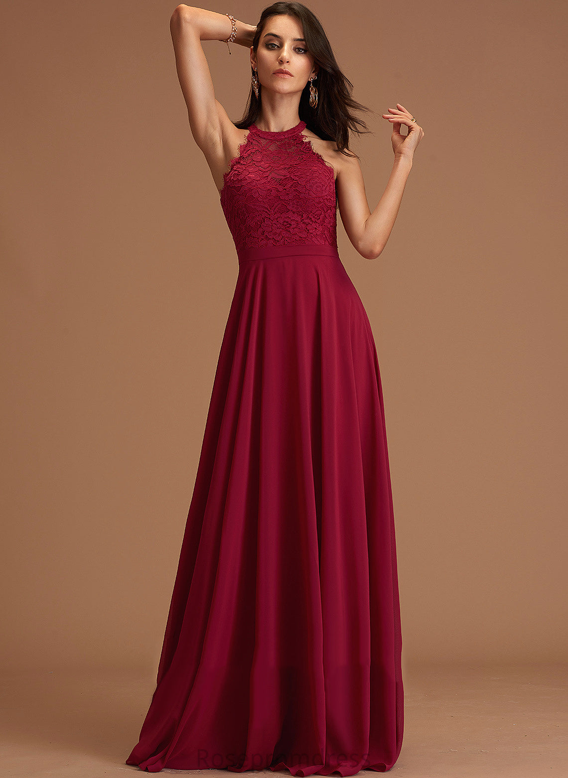 A-Line Silhouette Length Scoop Fabric Straps&Sleeves Floor-Length Neckline Maribel Bridesmaid Dresses