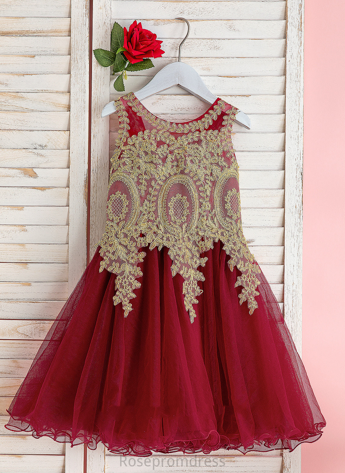 Dress Tulle Flower Girl Dresses Flower Lace Knee-length A-Line Scoop Sleeveless - With Girl Neck Carly