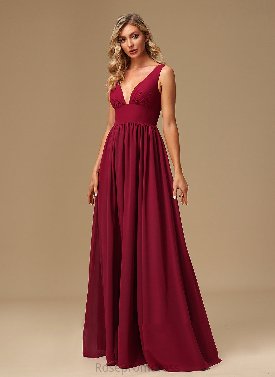 SplitFront V-neck Fabric Floor-Length Silhouette Neckline Length A-Line Embellishment Veronica Sleeveless Scoop Bridesmaid Dresses