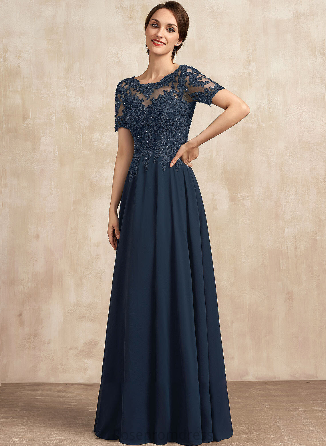 Beading Neck the of Dress Floor-Length Shayla Lace Scoop With Chiffon Bride Mother Mother of the Bride Dresses A-Line Sequins