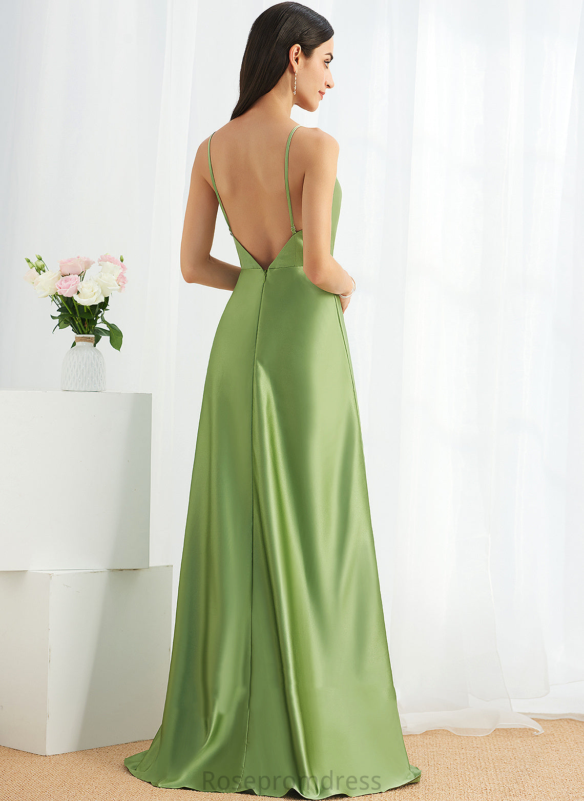 A-Line Length CowlNeck Silhouette Floor-Length Neckline SplitFront Embellishment Fabric Mary A-Line/Princess Floor Length Bridesmaid Dresses