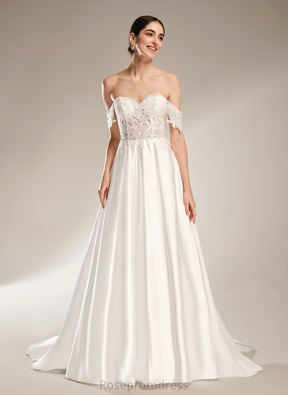 Wedding Ball-Gown/Princess Sweetheart Satin Sequins Train Dress Lace With Wedding Dresses Carleigh Chapel