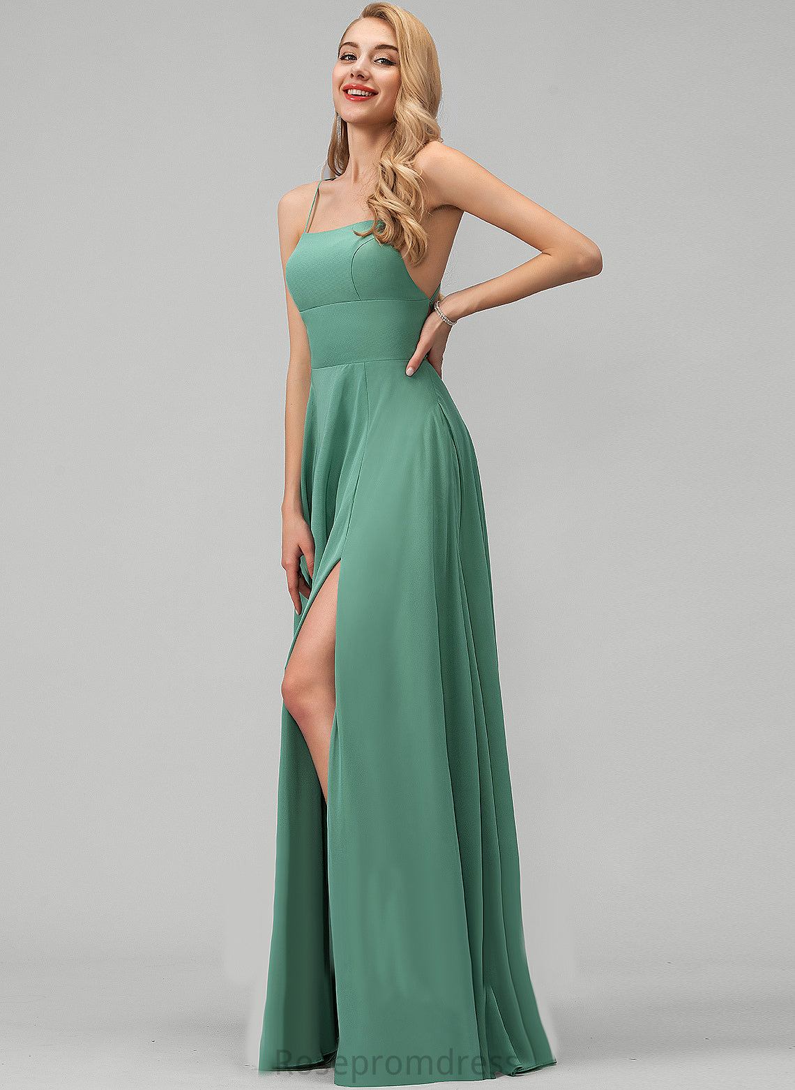 Chiffon Floor-Length Prom Dresses Vivian A-Line Square