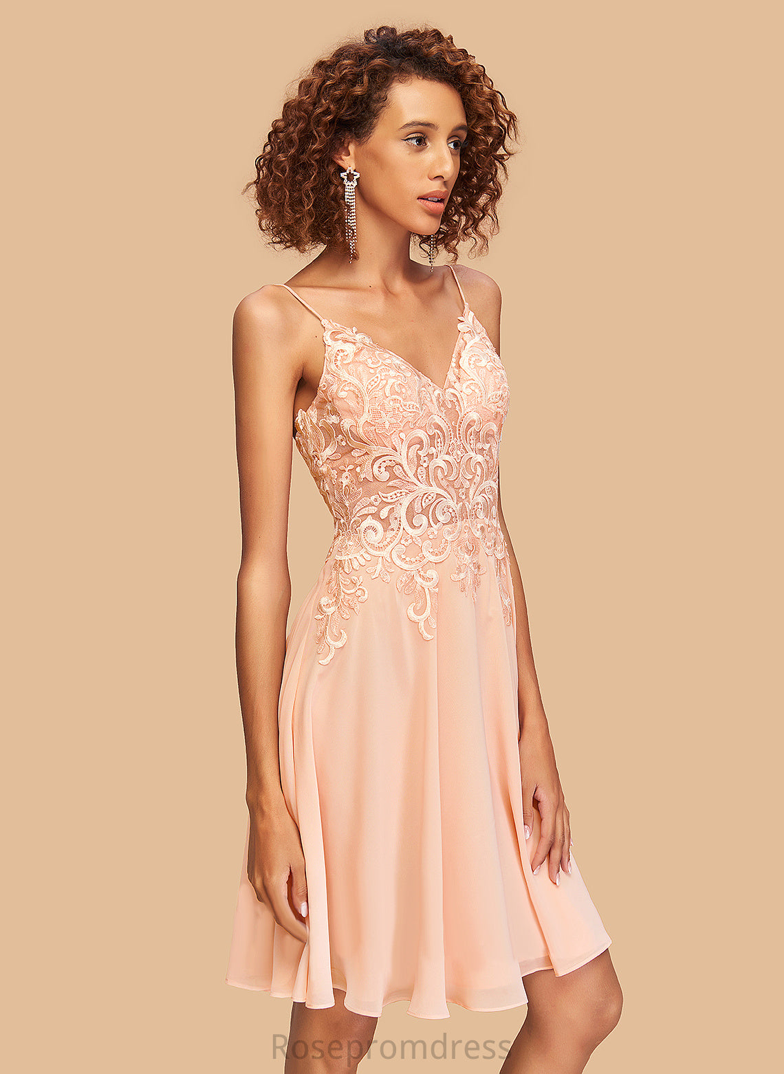 Dress Knee-Length With Homecoming A-Line Homecoming Dresses Lace V-neck Polly Chiffon