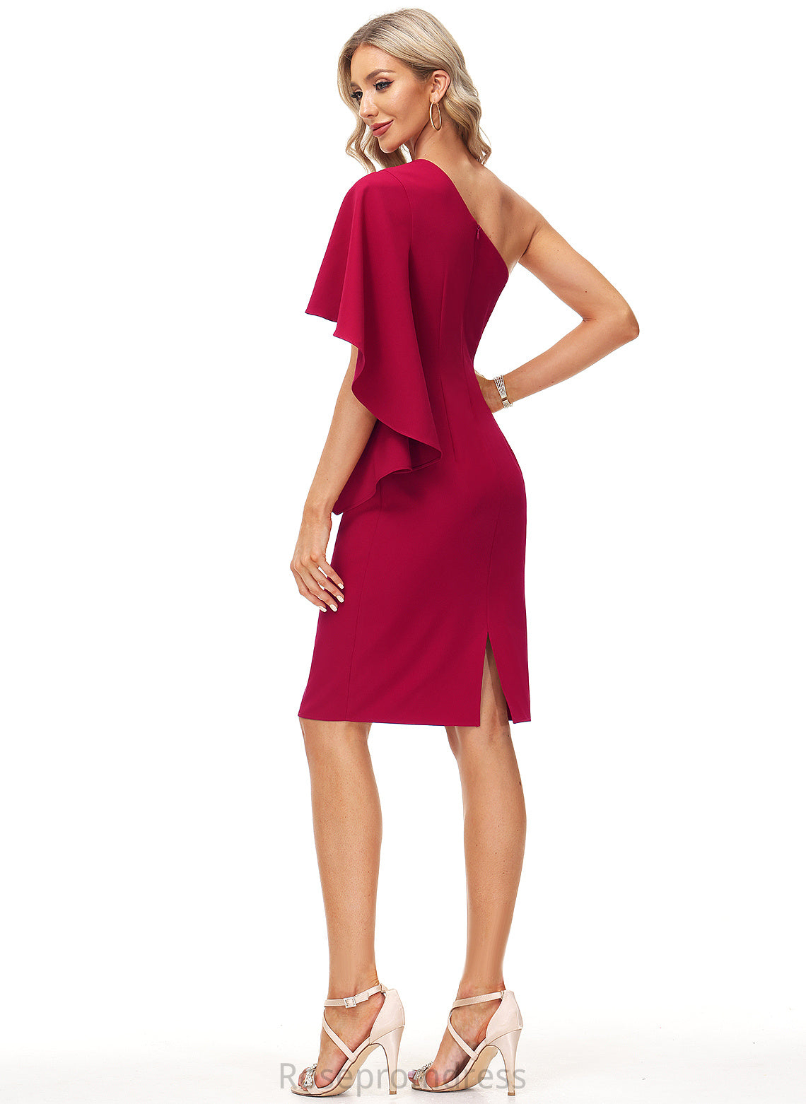 Sheath/Column Cocktail Cocktail Dresses Stretch One-Shoulder Dress Crepe Shania Short/Mini