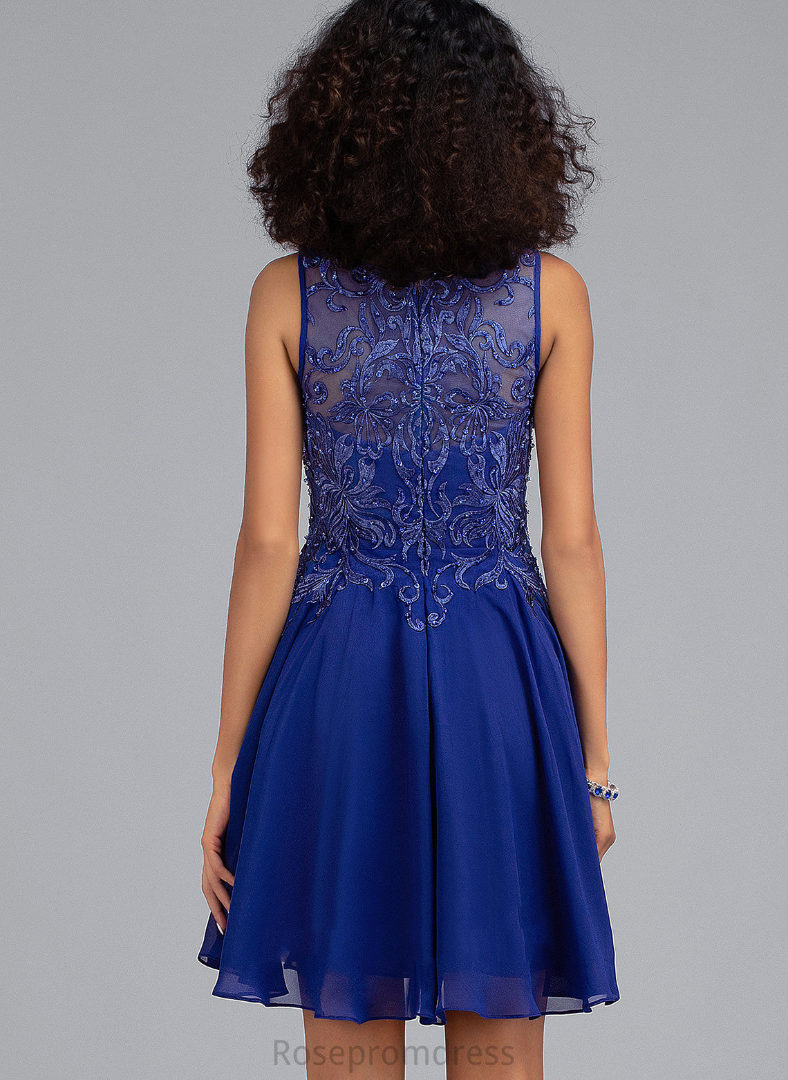 Homecoming With Eileen Chiffon Beading Dress Scoop Lace Short/Mini Homecoming Dresses A-Line Neck