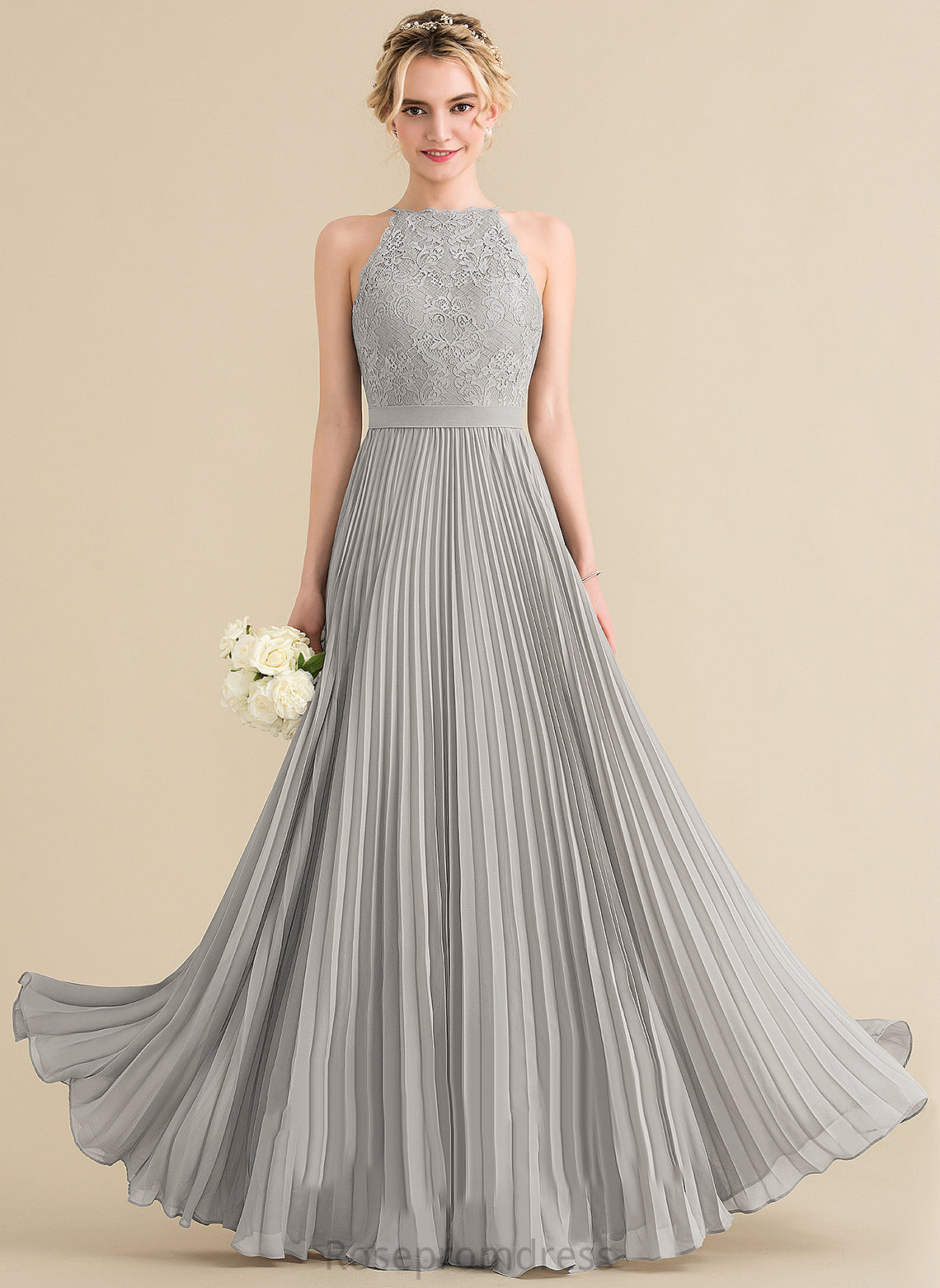 Length Embellishment Fabric Floor-Length A-Line Scoop Neckline Silhouette Pleated Helena Sleeveless Floor Length Bridesmaid Dresses