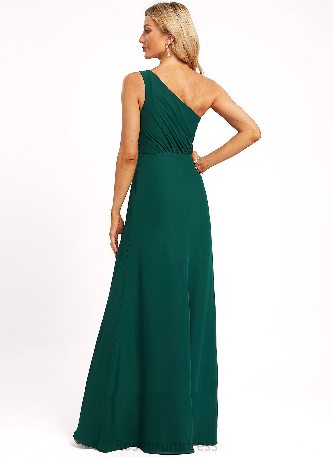 OneShoulder Silhouette Asymmetrical Neckline Floor-Length Straps&Sleeves Length A-line Fabric Paula Natural Waist Sleeveless Bridesmaid Dresses