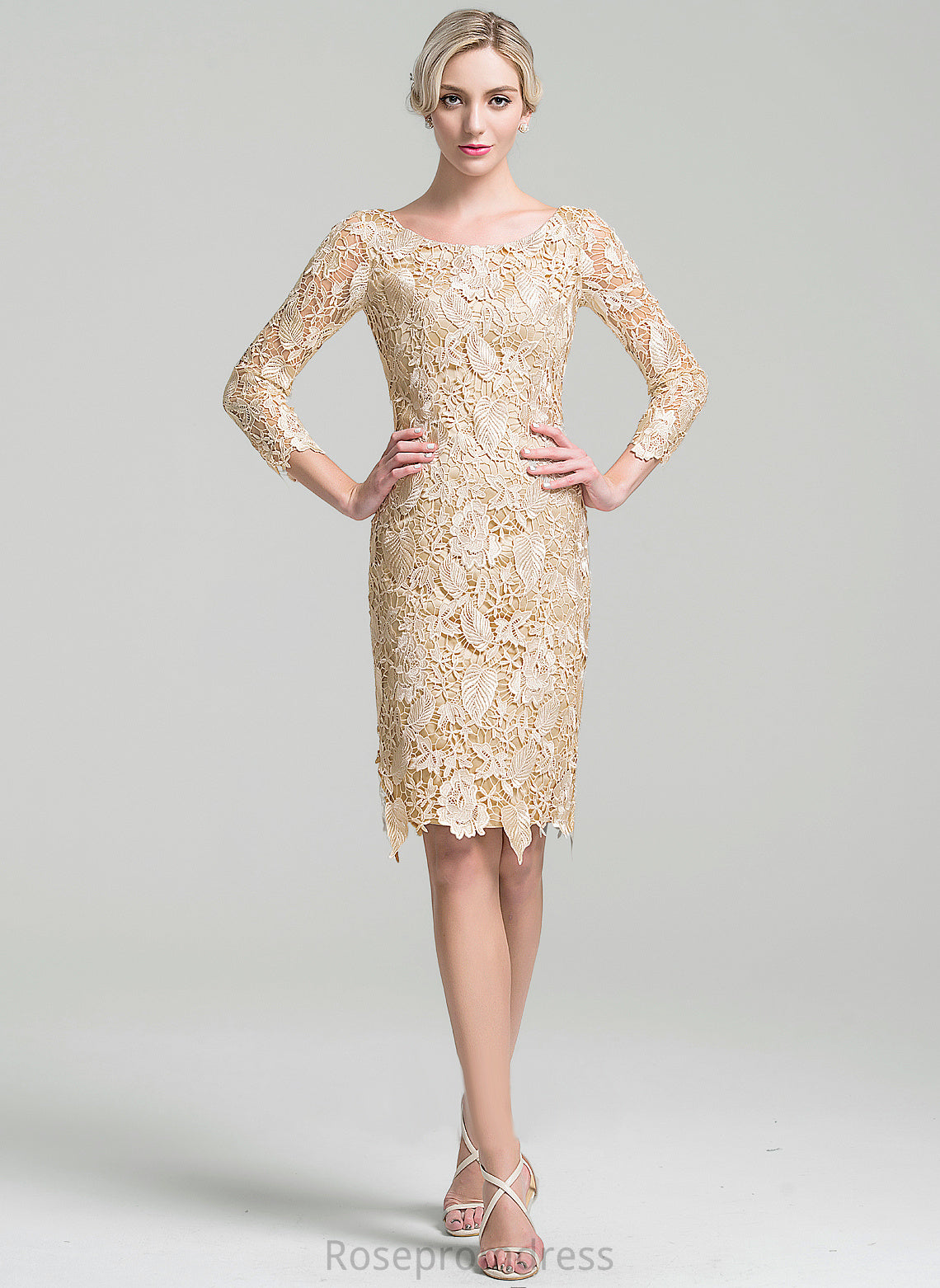 Dress Emma Mother of the Bride Dresses the Sheath/Column Lace Scoop of Bride Mother Neck Knee-Length