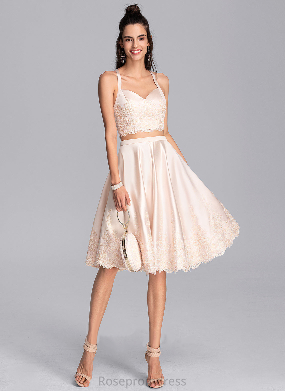 Sweetheart Satin Marie Homecoming With A-Line Knee-Length Lace Homecoming Dresses Dress