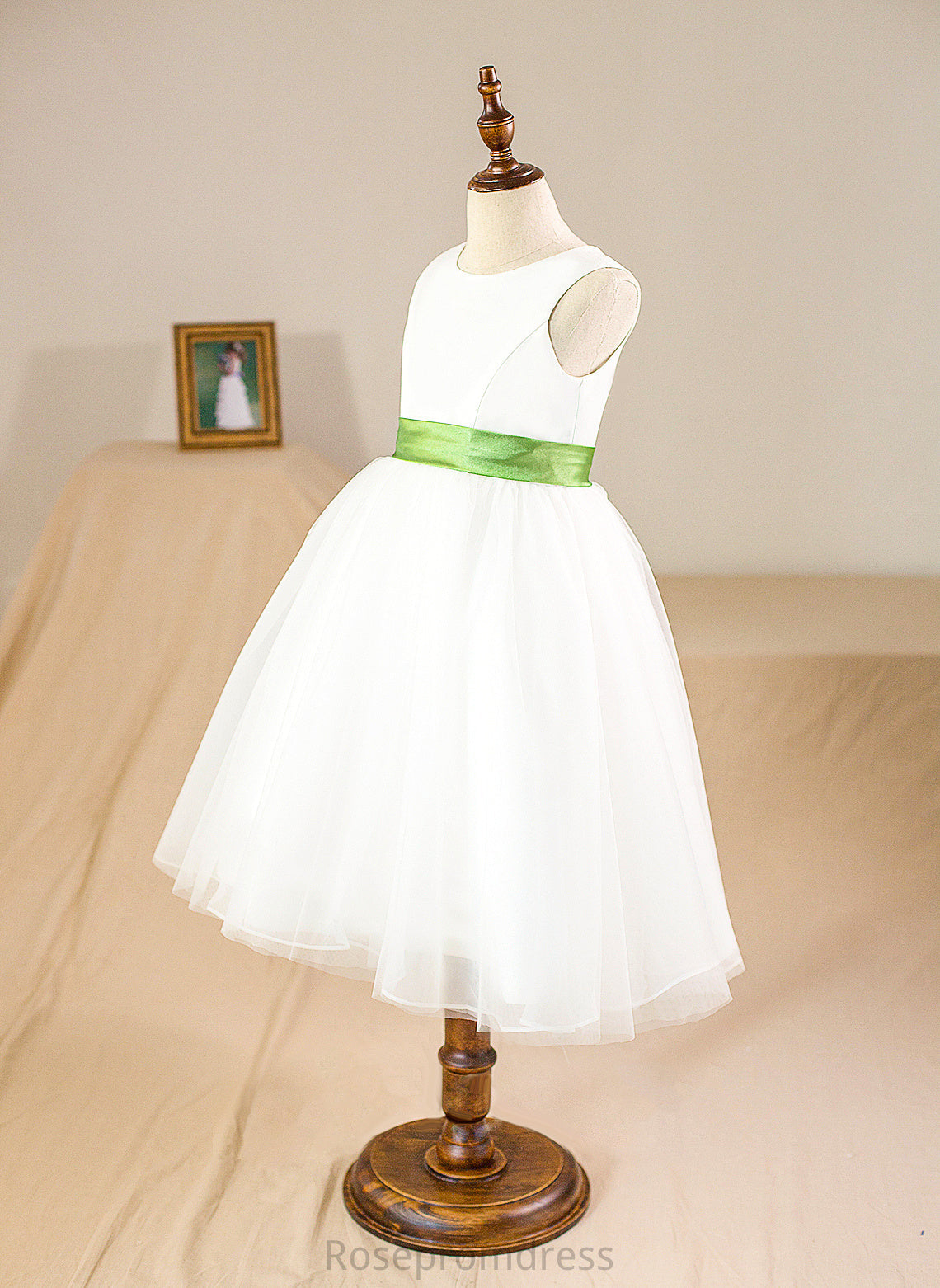 Knee-length Flower Gown Scoop - Dress Joan Tulle Sleeveless Flower Girl Dresses Sash Girl Neck With Ball