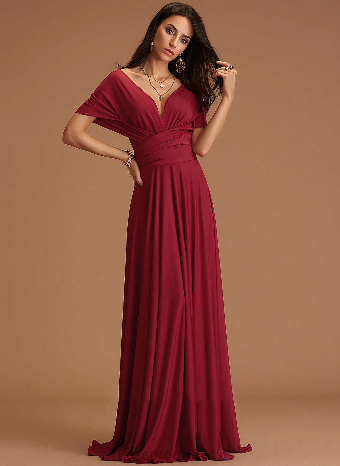 A-line Melany V-Neck Formal Dresses Dresses Jersey