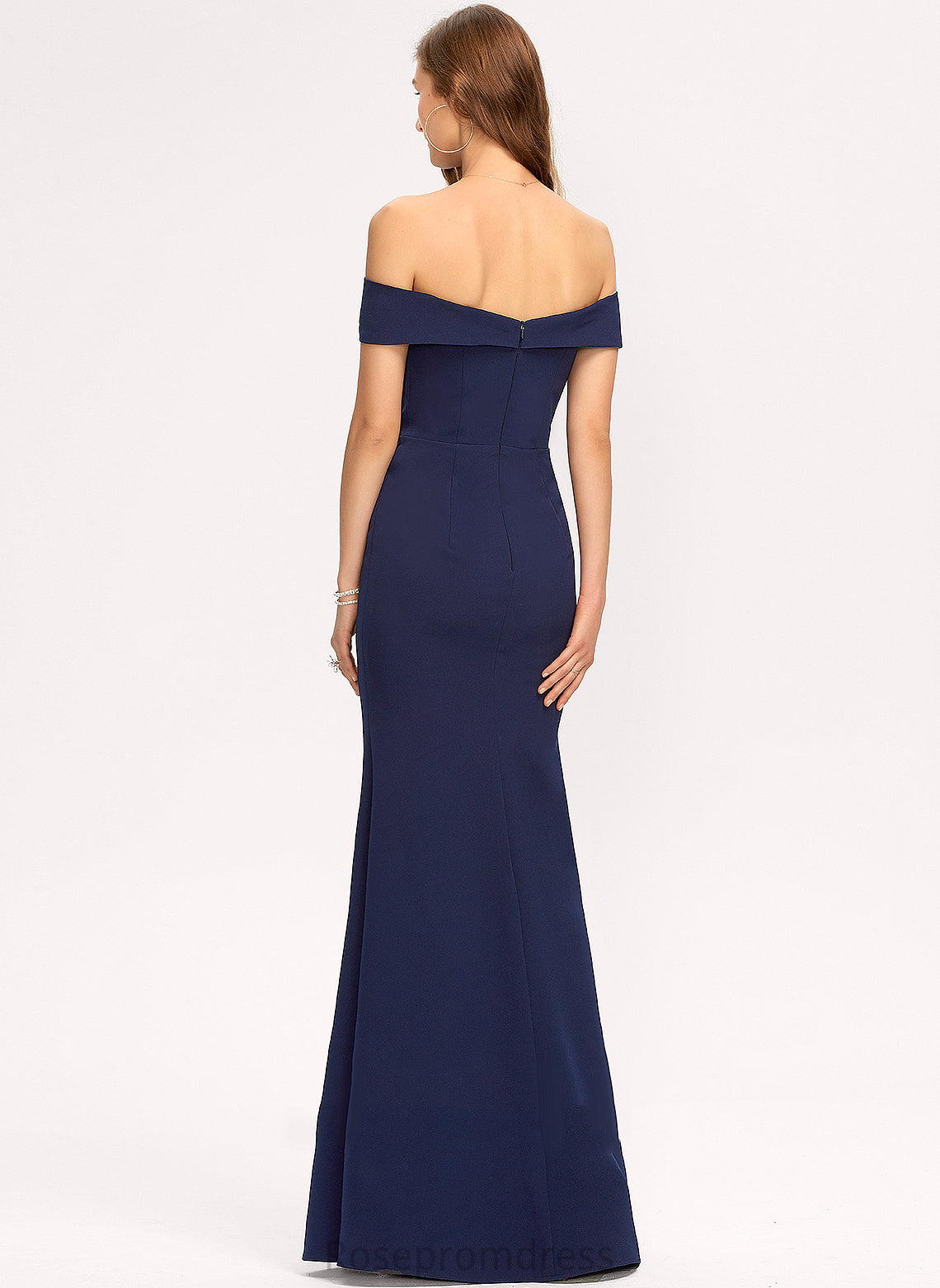 Silhouette Neckline Floor-Length Straps&Sleeves Trumpet/Mermaid Fabric Length StretchCrepe Off-the-Shoulder Shaniya Spaghetti Staps Floor Length Bridesmaid Dresses