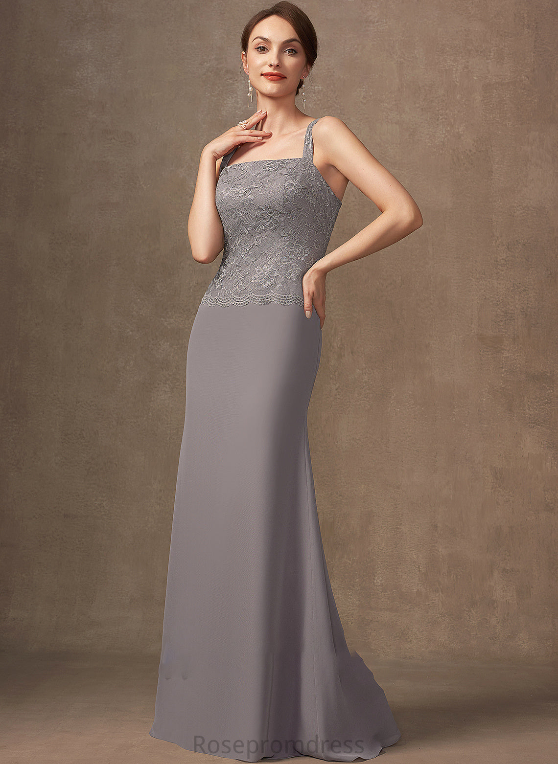 Bride Chiffon Joselyn Dress Floor-Length the Square Sheath/Column of Mother Neckline Lace Mother of the Bride Dresses