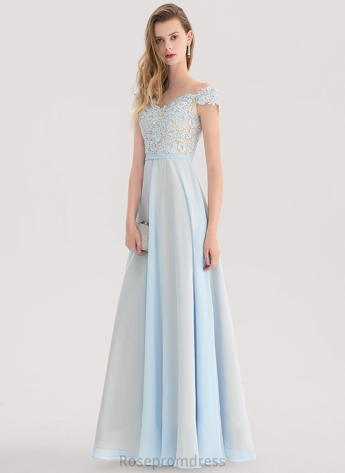 Sequins Prom Dresses With Off-the-Shoulder Jaylyn Beading A-Line Floor-Length Chiffon Lace