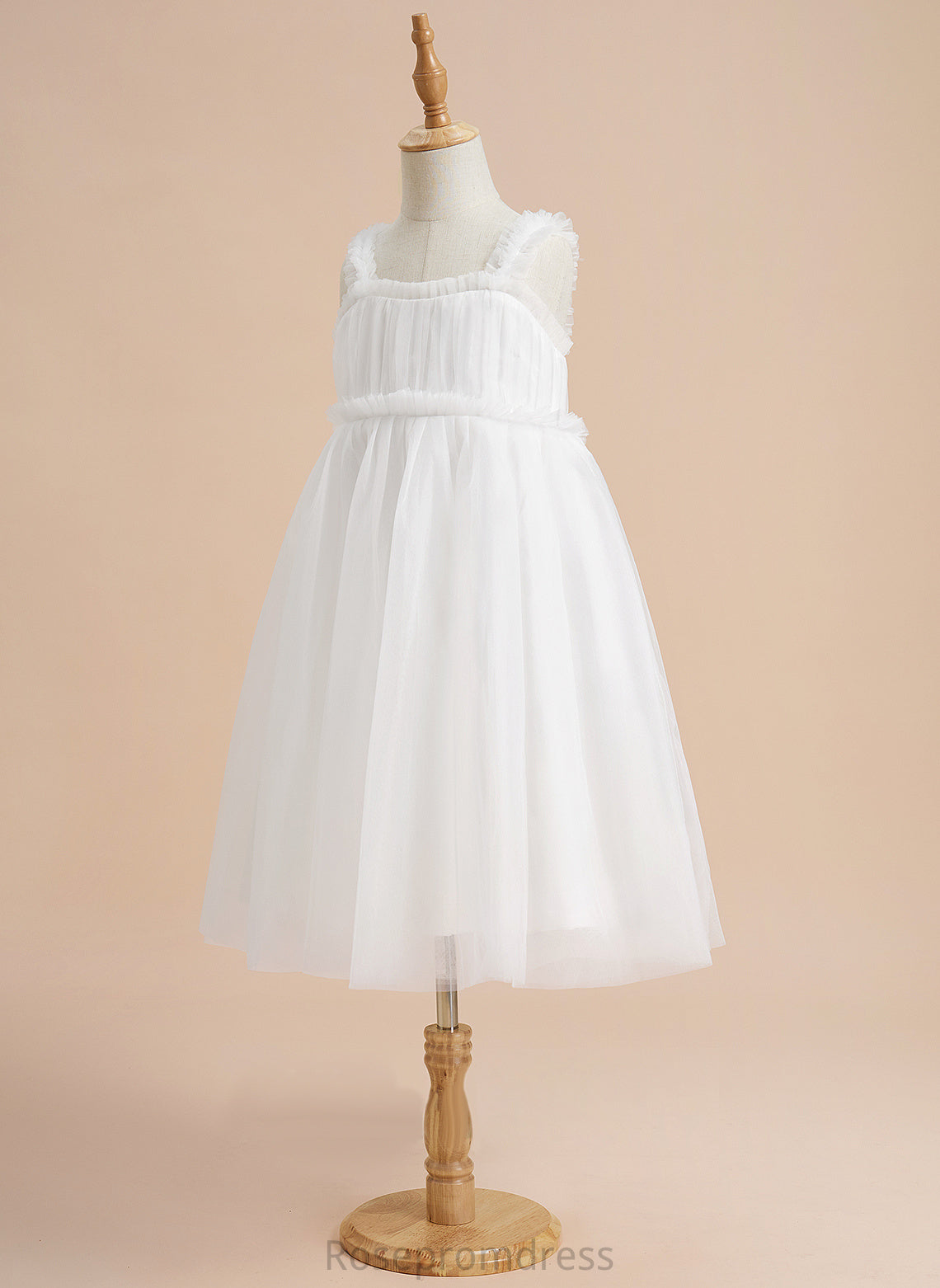 Sleeveless Knee-length Tulle A-Line Kelly Square Neckline Flower Girl Dresses - Girl Dress Flower