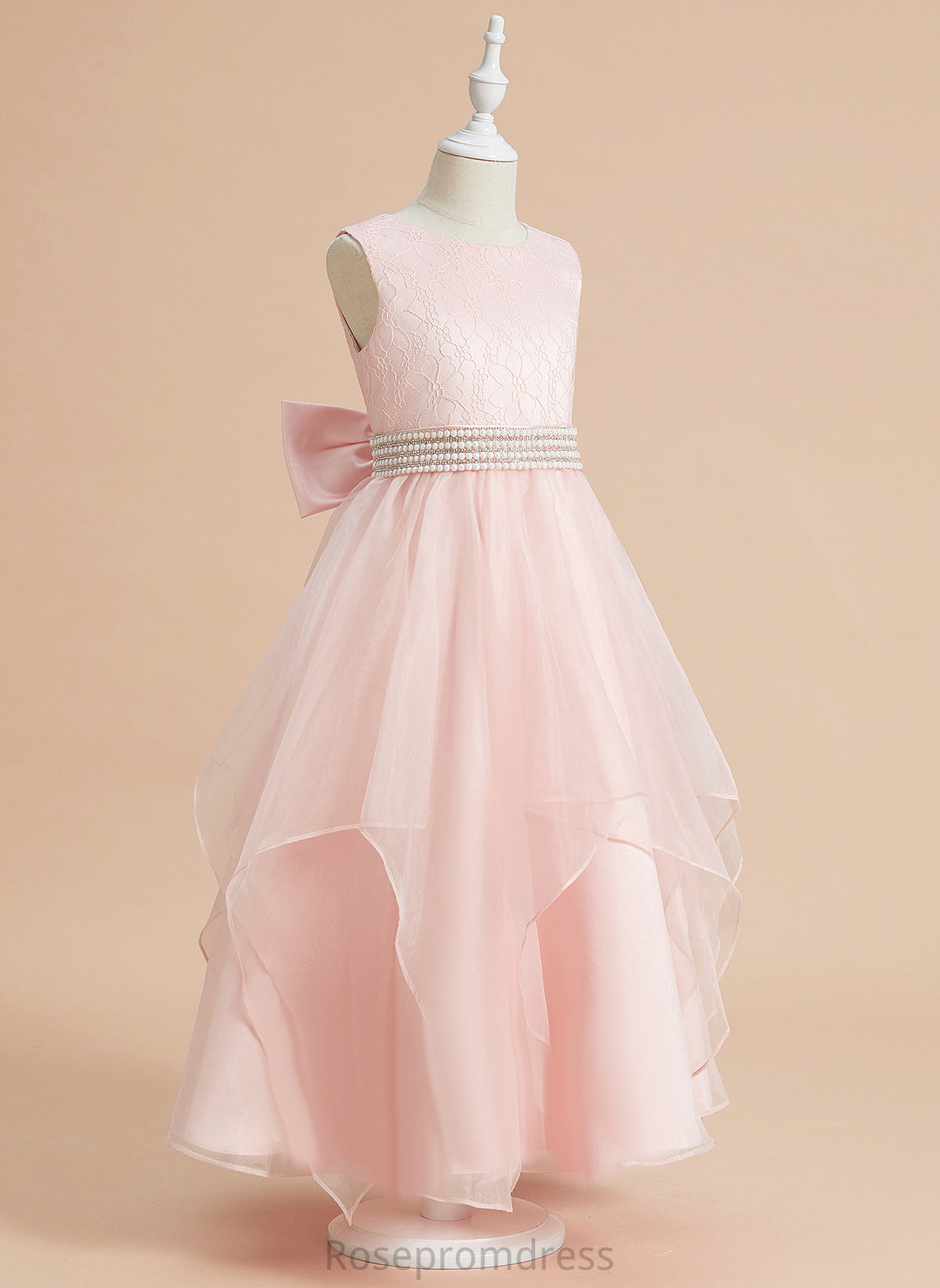 Beading/Bow(s) Flower With Scoop Girl Sleeveless Rosie Neck Ball-Gown/Princess - Flower Girl Dresses Ankle-length Organza/Lace Dress