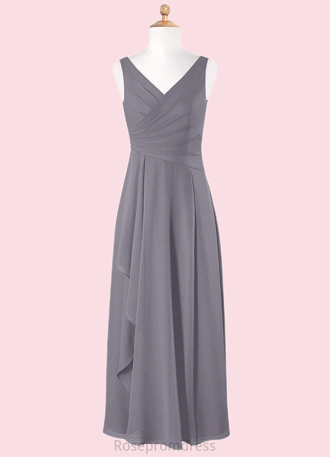 Rachael A-Line Ruched Chiffon Floor-Length Junior Bridesmaid Dress SRSP0019984