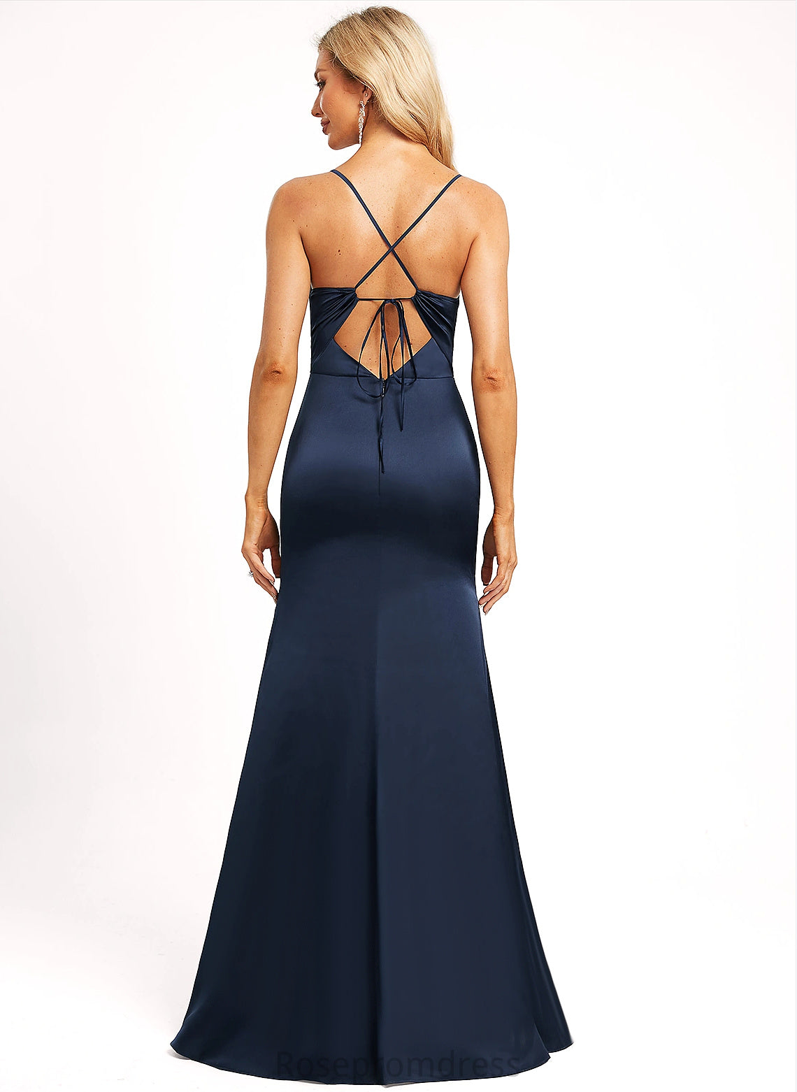 BackStyle Sleeveless Length Neckline Silhouette Floor-Length V-Neck A-line Straps&Sleeves SpaghettiStraps Liz Bridesmaid Dresses