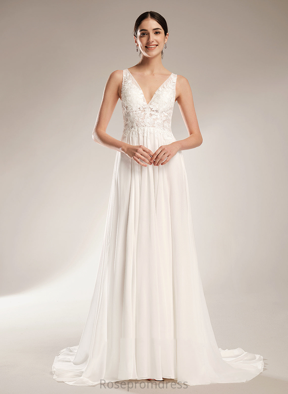 Wedding Dresses Beading Dress V-neck Chiffon Shyla Train Court Sequins Lace With A-Line Wedding