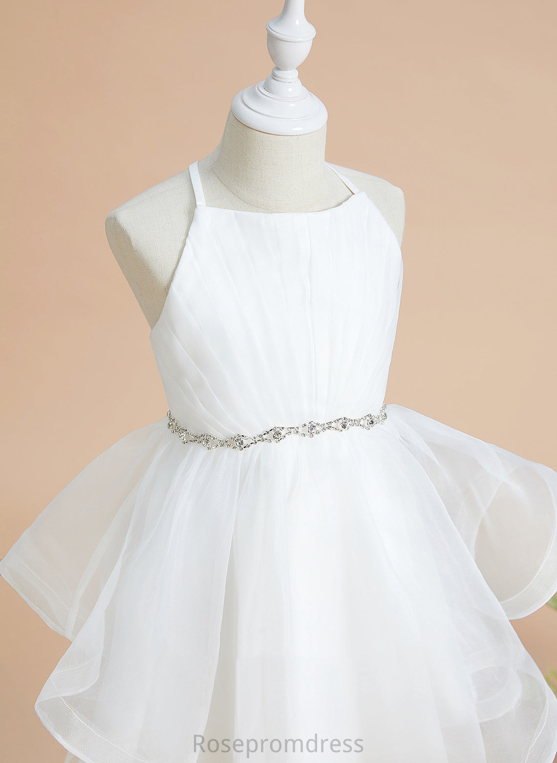 Dress - Knee-length Macy Neckline Square Tulle A-Line Girl Flower Girl Dresses Flower Beading With Sleeveless