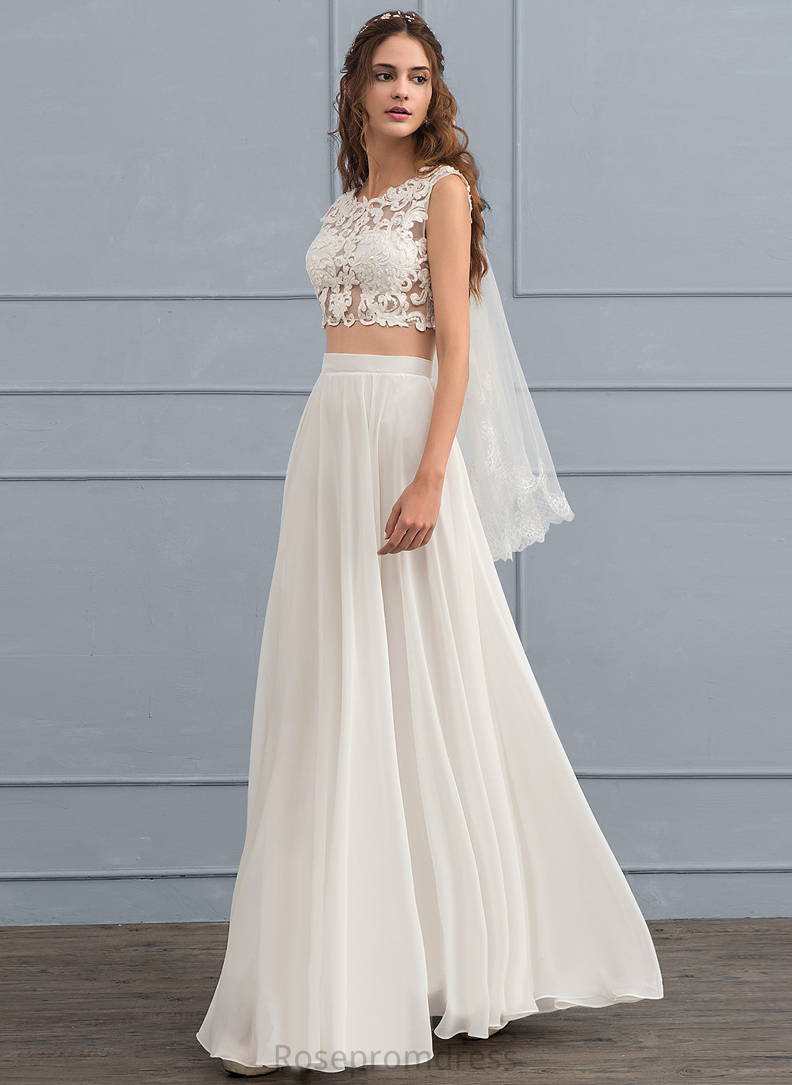 Chiffon Dress Wedding Dresses Floor-Length With Haleigh A-Line Wedding Sequins Beading Lace