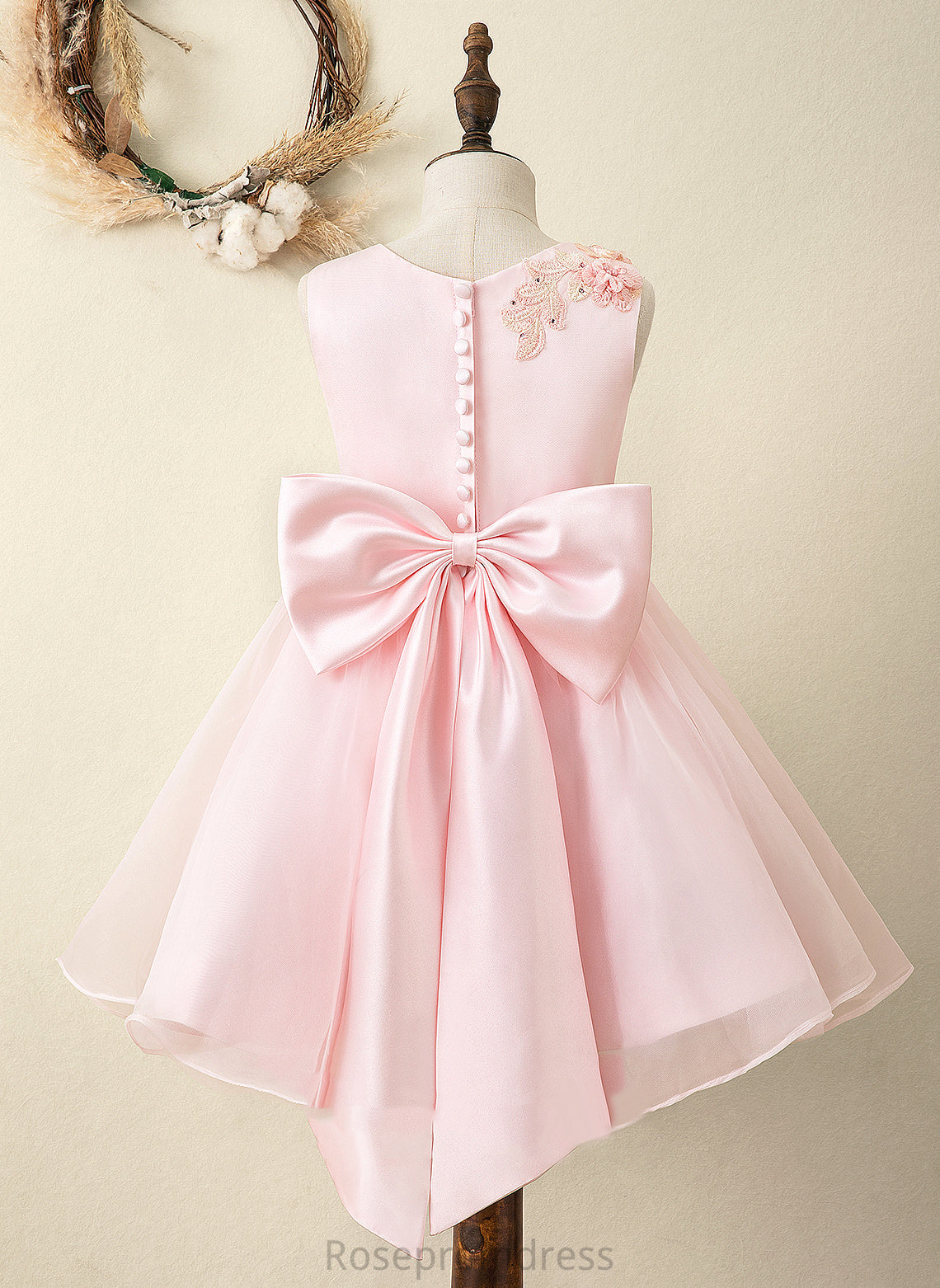 Flower Sleeveless Knee-length Pru Organza/Satin/Lace Girl - A-Line Dress Neck (Undetachable With sash) Flower Girl Dresses Scoop Sash/Flower(s)/Bow(s)