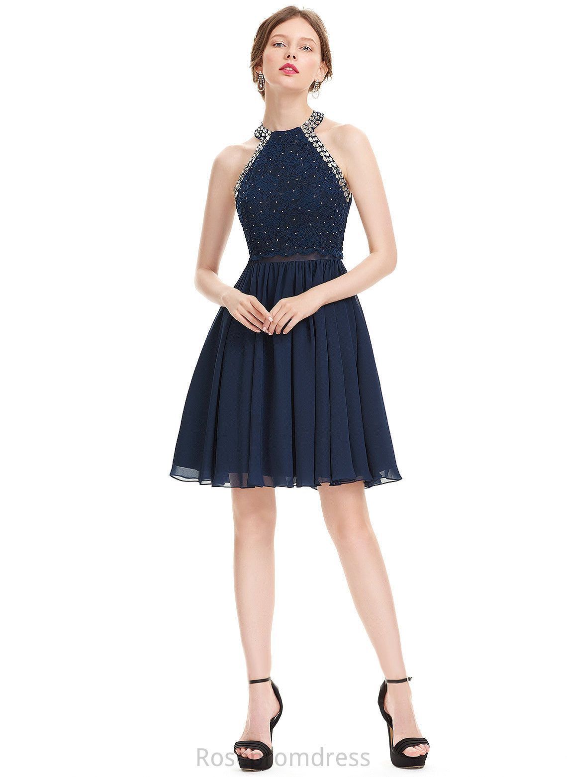 Chiffon Scoop With Homecoming Beading Dress Sequins Homecoming Dresses Aspen Knee-Length A-Line Neck