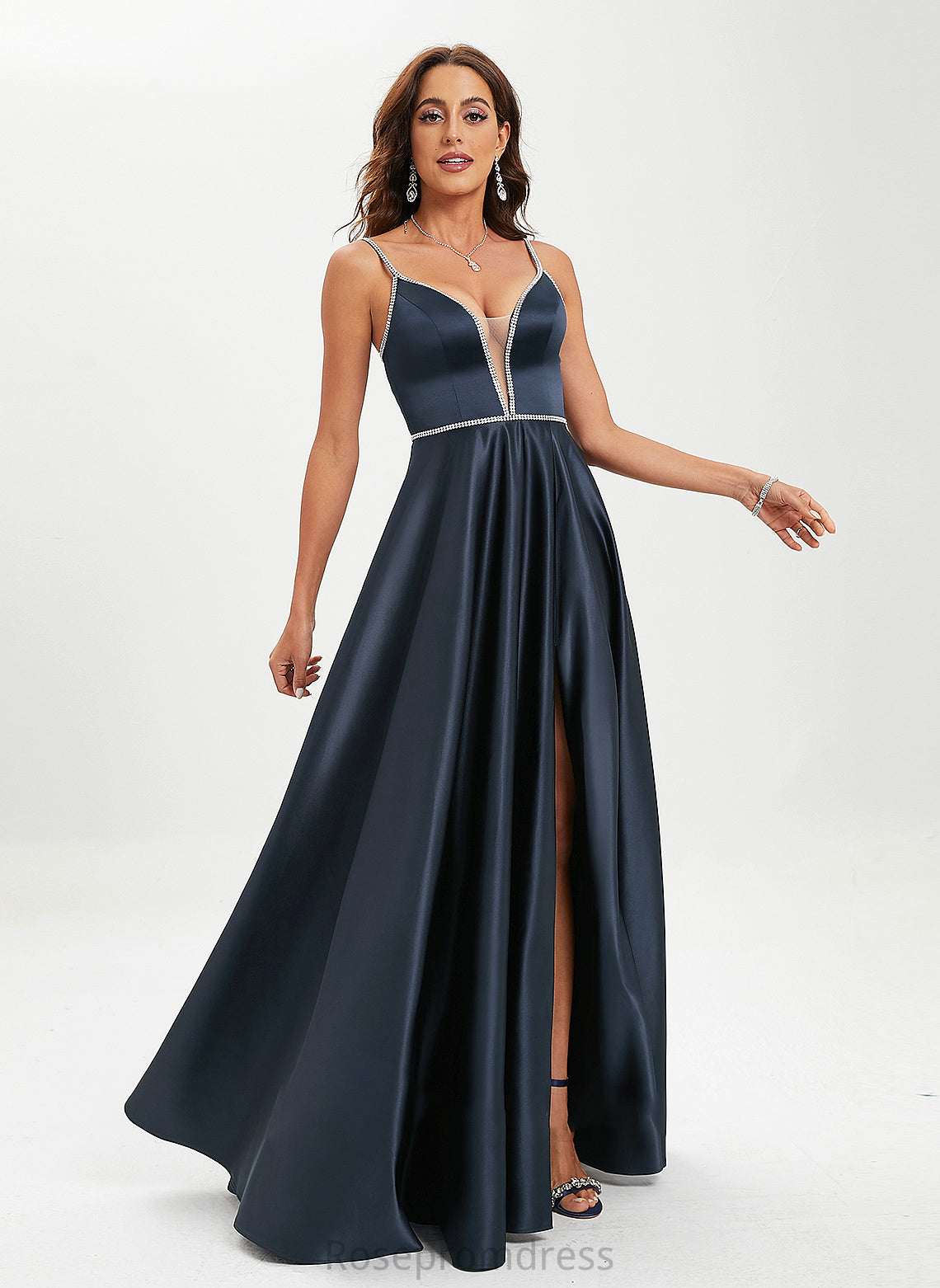 Floor-Length V-neck With Patricia Prom Dresses Beading Ball-Gown/Princess Satin Sequins