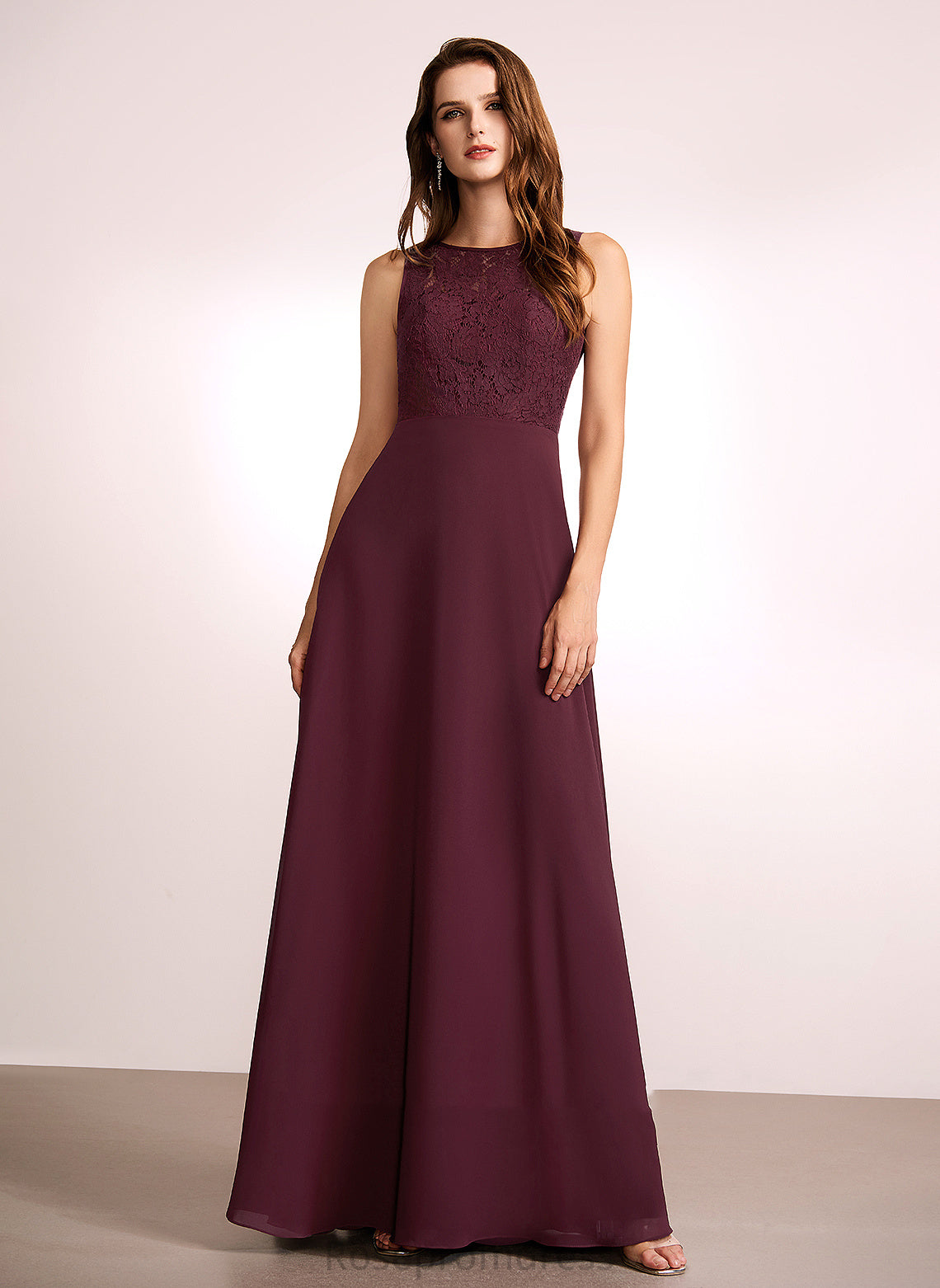 Sleeve RegularStraps Lace Length Straps A-Line Silhouette Fabric Floor-Length Jayda Natural Waist Spaghetti Staps Bridesmaid Dresses