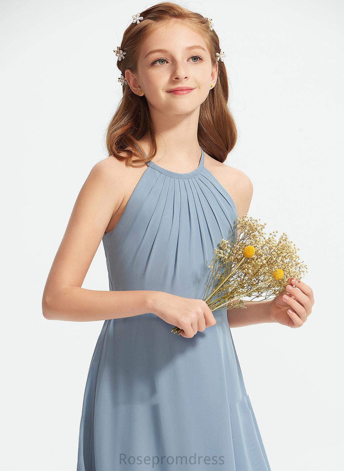 Chiffon Hadassah Ruffle With A-Line Junior Bridesmaid Dresses Scoop Neck Floor-Length