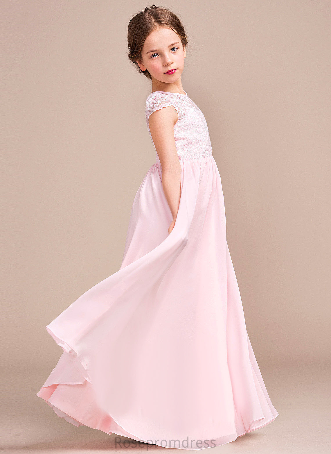 Floor-length Scoop A-Line/Princess Neck Dress Flower Madalyn Sleeveless Chiffon/Lace Girl Flower Girl Dresses -