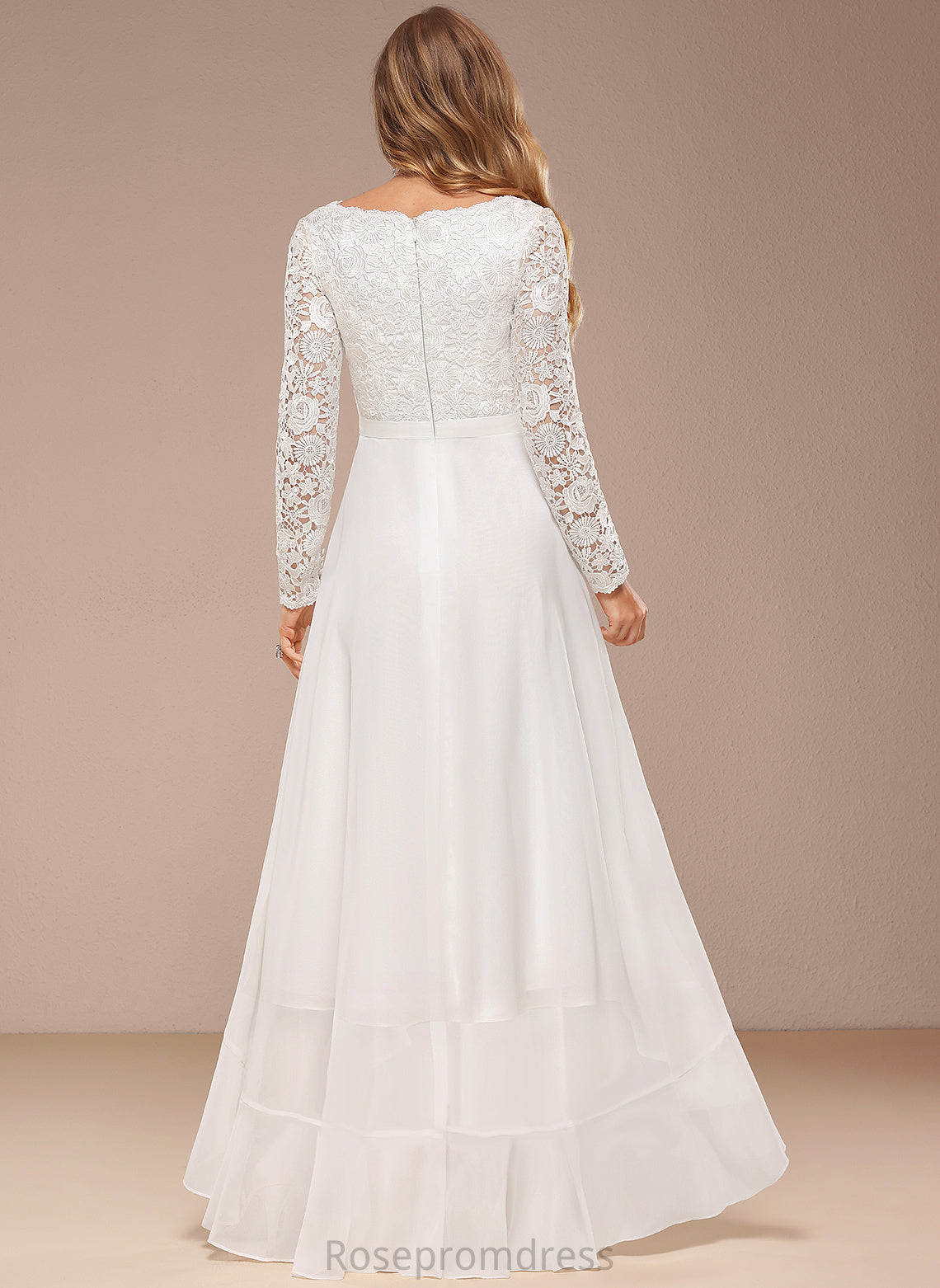 Chiffon V-neck Jacey Lace Wedding Dresses Asymmetrical Wedding Dress A-Line