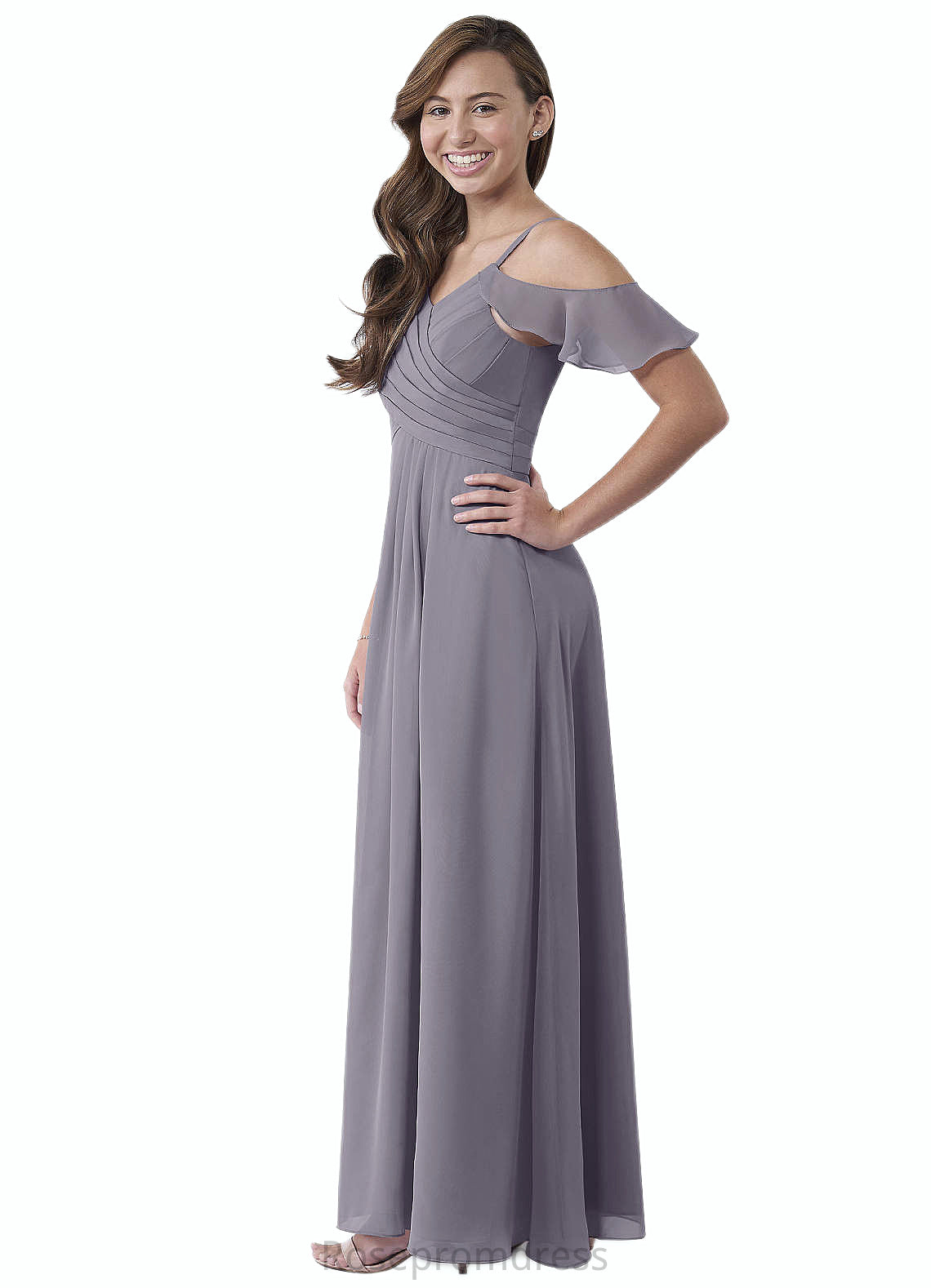 Arianna A-Line Off the Shoulder Chiffon Floor-Length Junior Bridesmaid Dress SRSP0020001