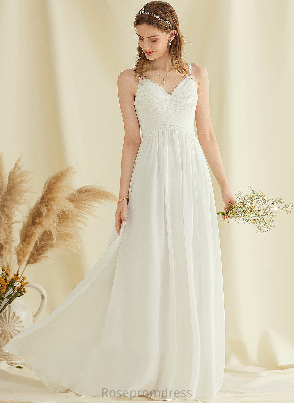 Floor-Length Wedding Dress Chiffon Wedding Dresses A-Line Makenna V-neck